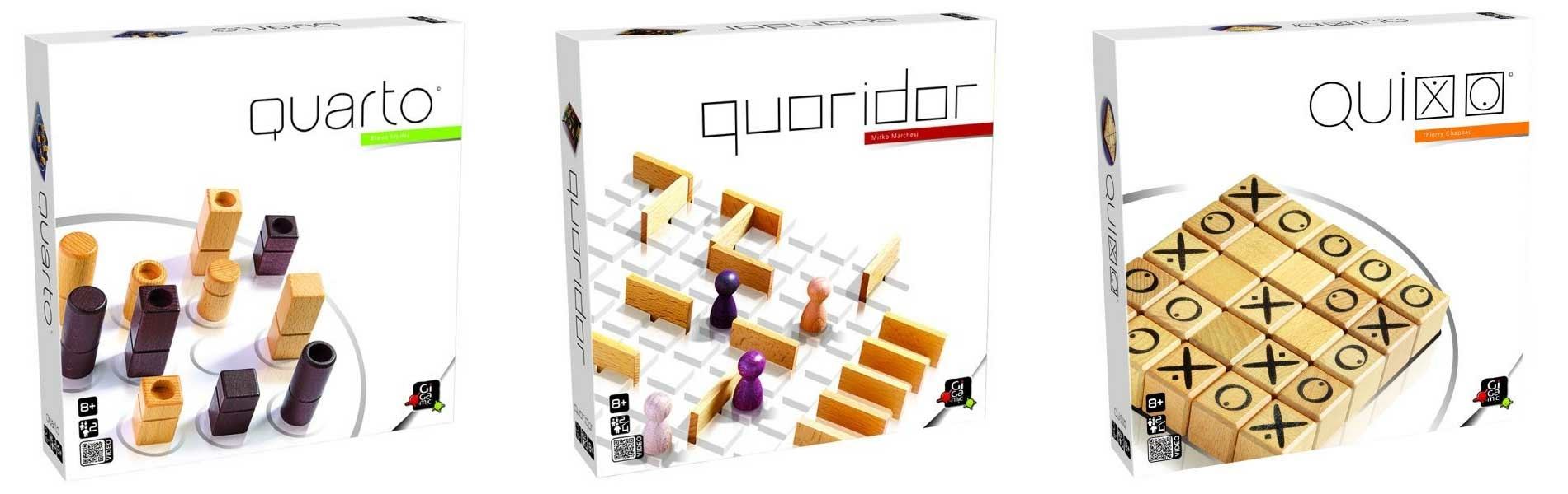 Quarto, Quoridor, Quixo társasjátékok