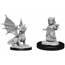 D&D Nolzur's Marvelous Miniatures: Silver Dragon Wyrmling & Female Halfling