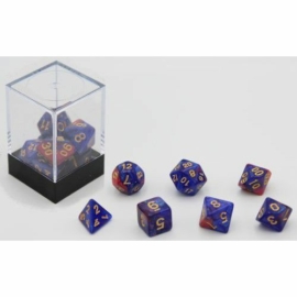 Dobókocka készlet, 7 darabos, Stardust kék/piros - 731880
