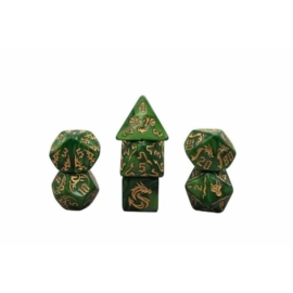 Dobókocka készlet Többszínű: Sárkány (zöld/arany)