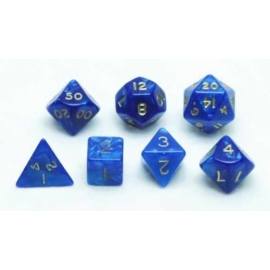 Dobókocka készlet, 7 darabos, kék márvány/gyöngy - 731852