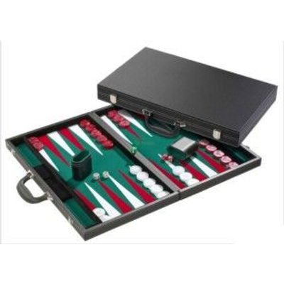 Backgammon, 46 cm-es, fekete műbőr koffer 605513
