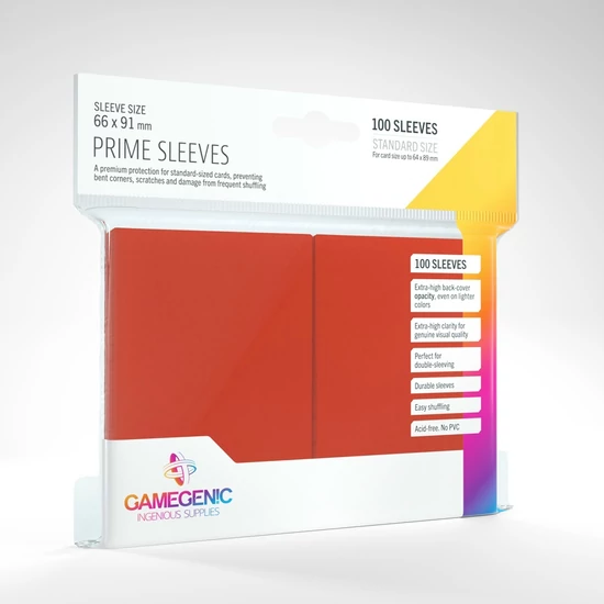 GameGenic Prime Sleeves, piros - 66x91mm (100 db/csomag)