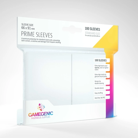 GameGenic Prime Sleeves, fehér - 66x91mm (100 db/csomag)