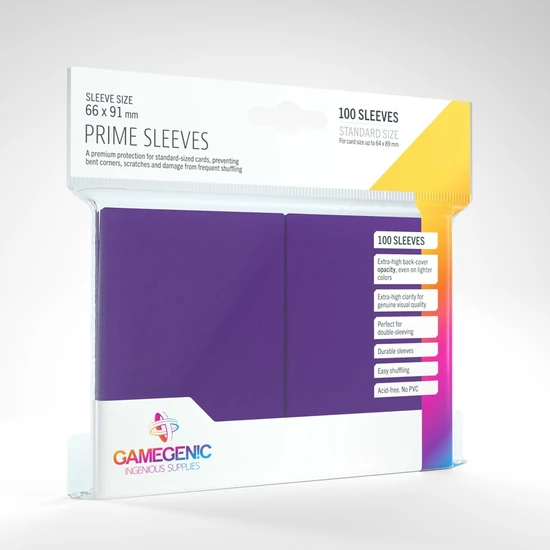 GameGenic Prime Sleeves, lila - 66x91mm (100 db/csomag)