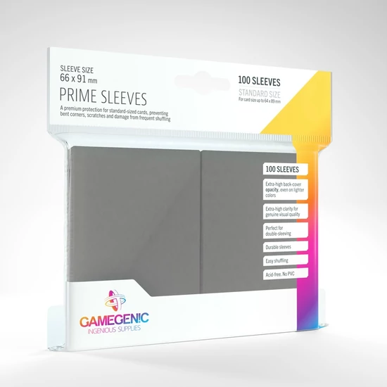 GameGenic Prime Sleeves, szürke - 66x91mm (100 db/csomag)