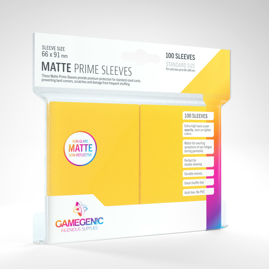 GameGenic Matte Prime Sleeves, sárga - 66x91mm (100 db/csomag)