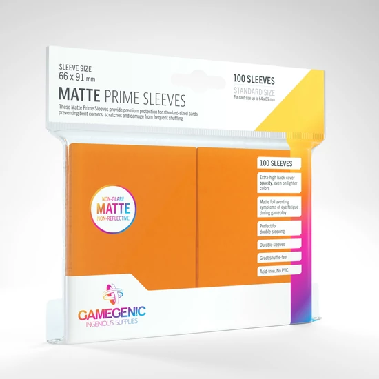 GameGenic Matte Prime Sleeves, narancs - 66x91mm (100 db/csomag)