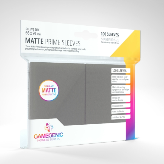 GameGenic Matte Prime Sleeves, szürke - 66x91mm (100 db/csomag)