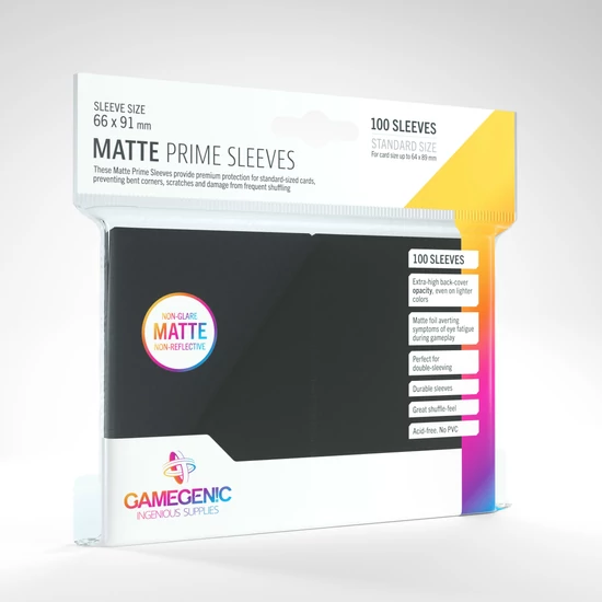 GameGenic Matte Prime Sleeves, fekete - 66x91mm (100 db/csomag)