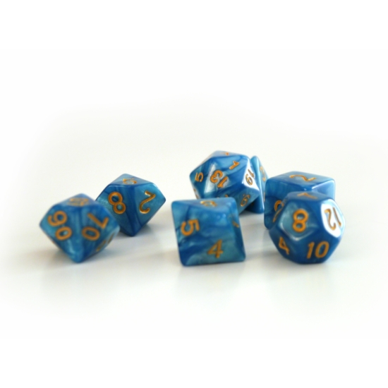 Dobókocka készlet Pearl: Azur/Gold