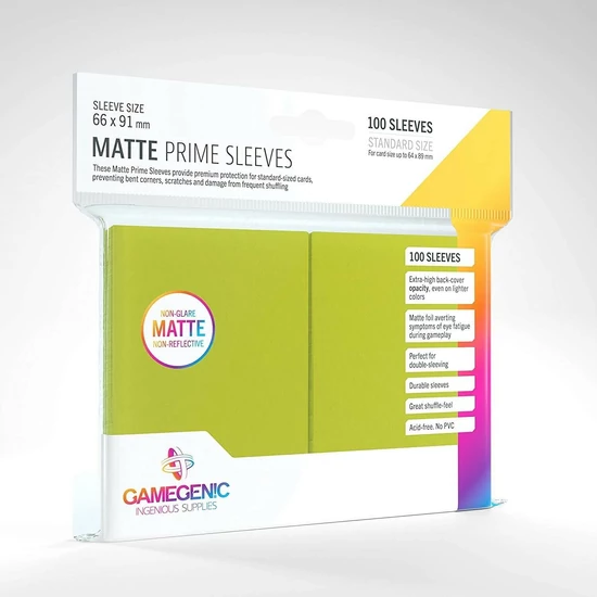 GameGenic Matte Prime Sleeves, lime - 66x91mm (100 db/csomag)