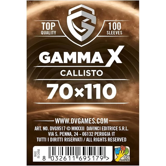 Gamma X - Callisto sleeves (kártyavédő, 70x110 mm), 100 db/csomag