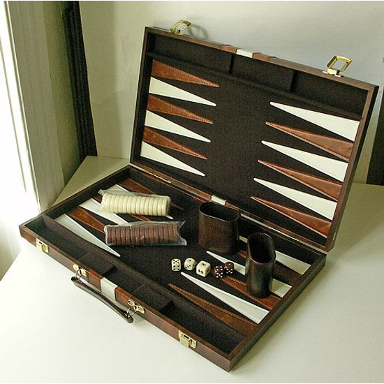Backgammon - barna műbőr koffer (38cm) 604163