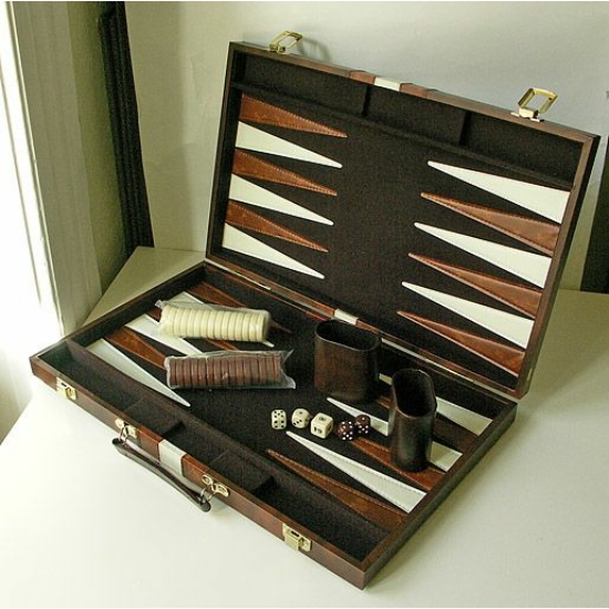 Backgammon - barna műbőr koffer (38cm) 604163