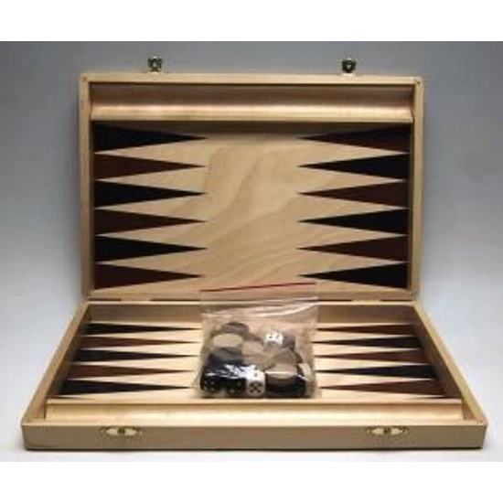 Backgammon, 35x23cm-es világosbarna fadobozban - 601121